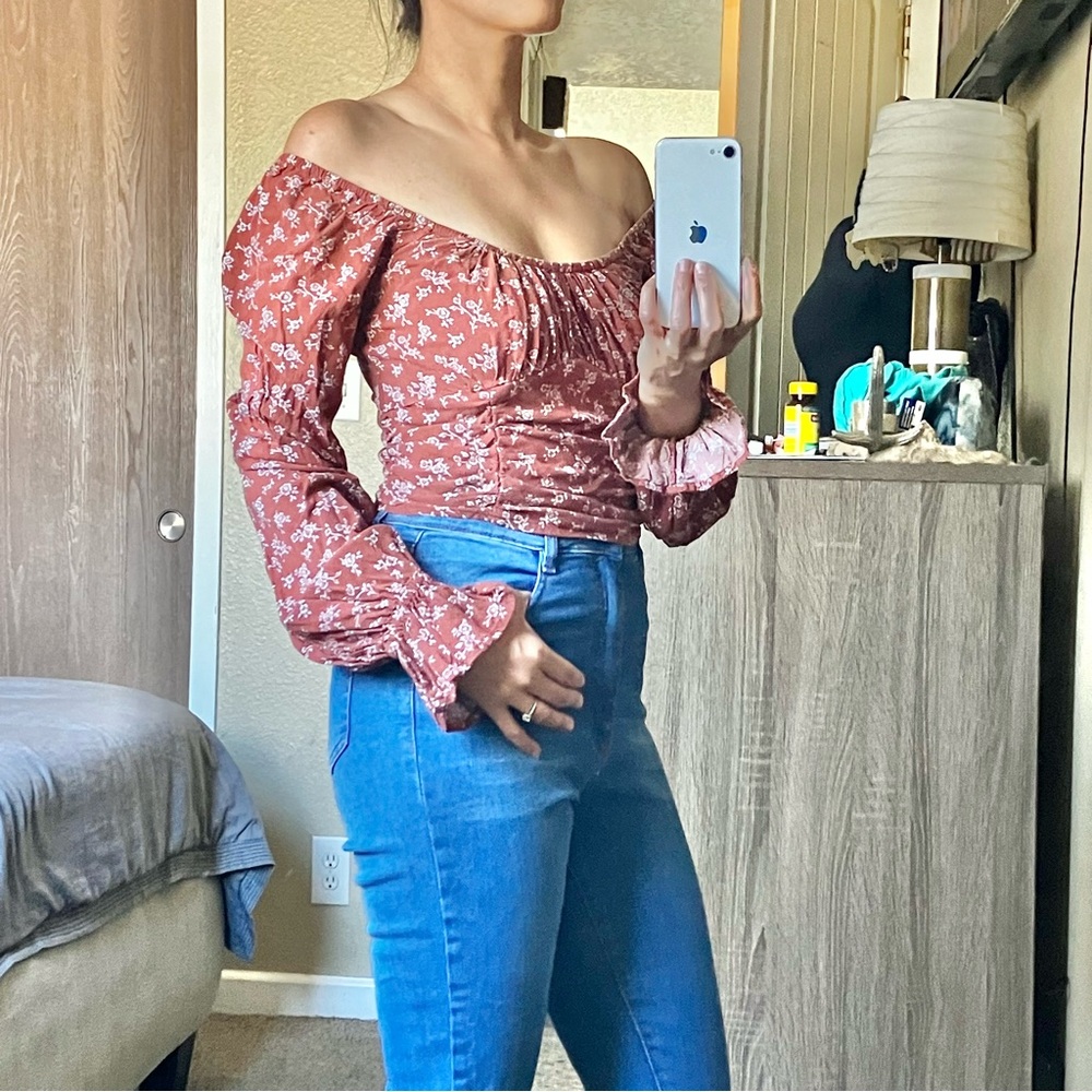 Hollister Brown Floral Crop Top
